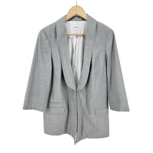 CHICO'S Jacket Size 2 (12 Medium) Gray Cerelia Polished Weave 3/4 Sleeve Lined
